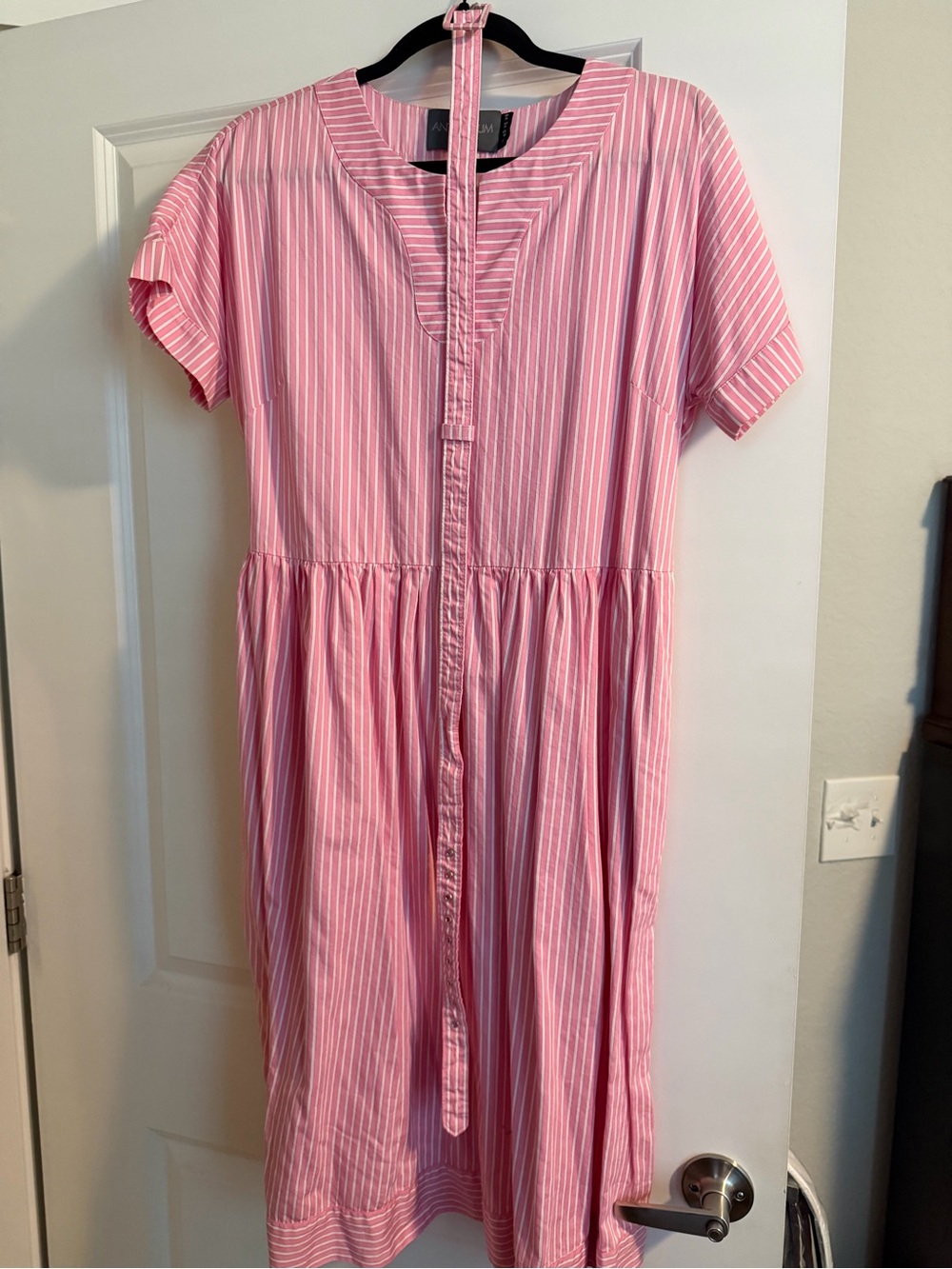 Women's Pink Striped Casual Shirt Dress